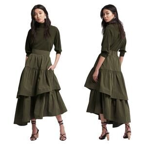 Aje Interlace Midi Ruffle Asymmetrical Skirt